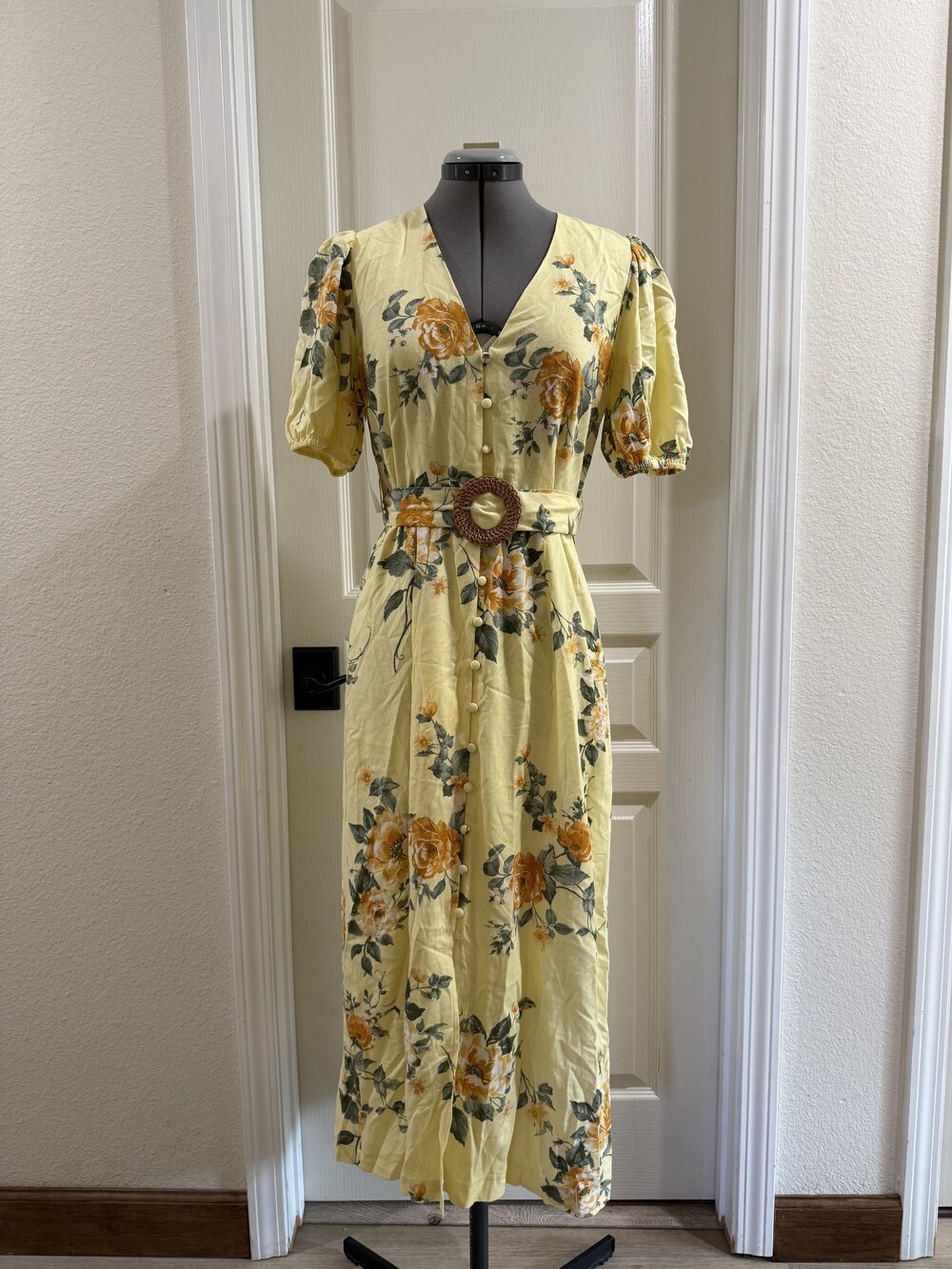 New yellow floral maxi dress
